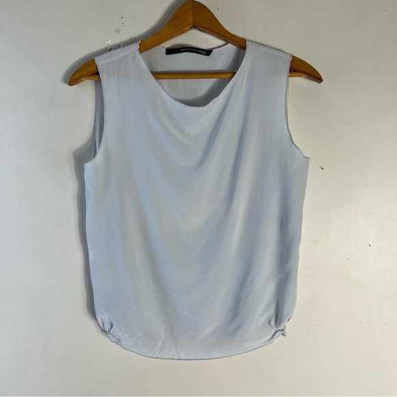 Maurizio Pecoraro Milano Sleeveless Blouse Light Blue Silk Top Italy Minimalist - Picture 2 of 10